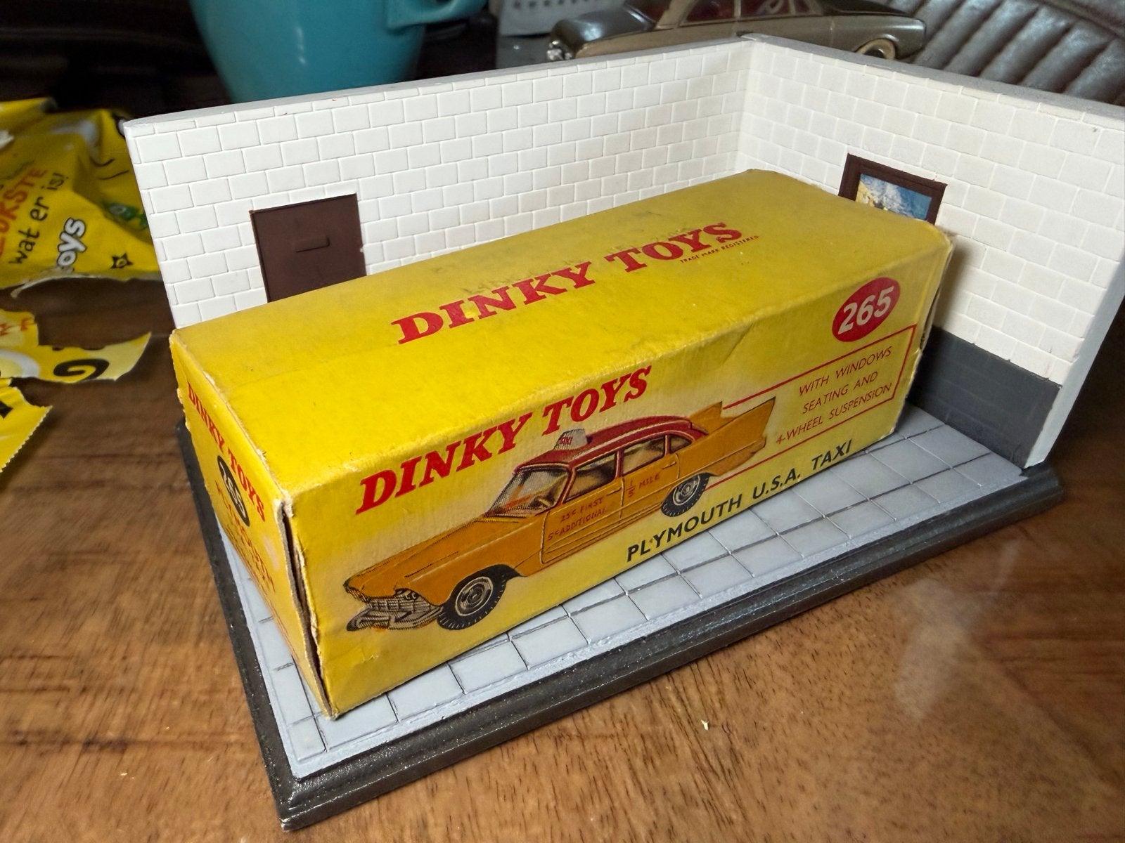 Dinky Toys Plymouth Plaza Taxi met doos - Erg mooie staat, Gebruikt, Auto, Dinky Toys, Ophalen of Verzenden