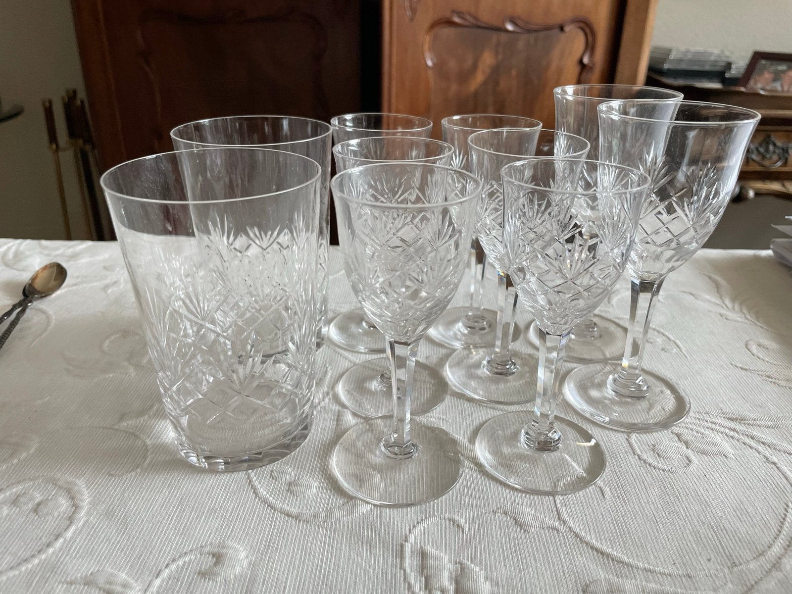 Set van 10 Kristallen Glazen: Likeur- en Waterglazen, Ophalen