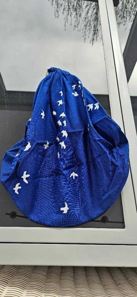 Vintage jaren '80 opbergzakje blauw met vogels, Sieraden, Tassen en Uiterlijk, Tassen | Damestassen, Ophalen of Verzenden, Zo goed als nieuw
