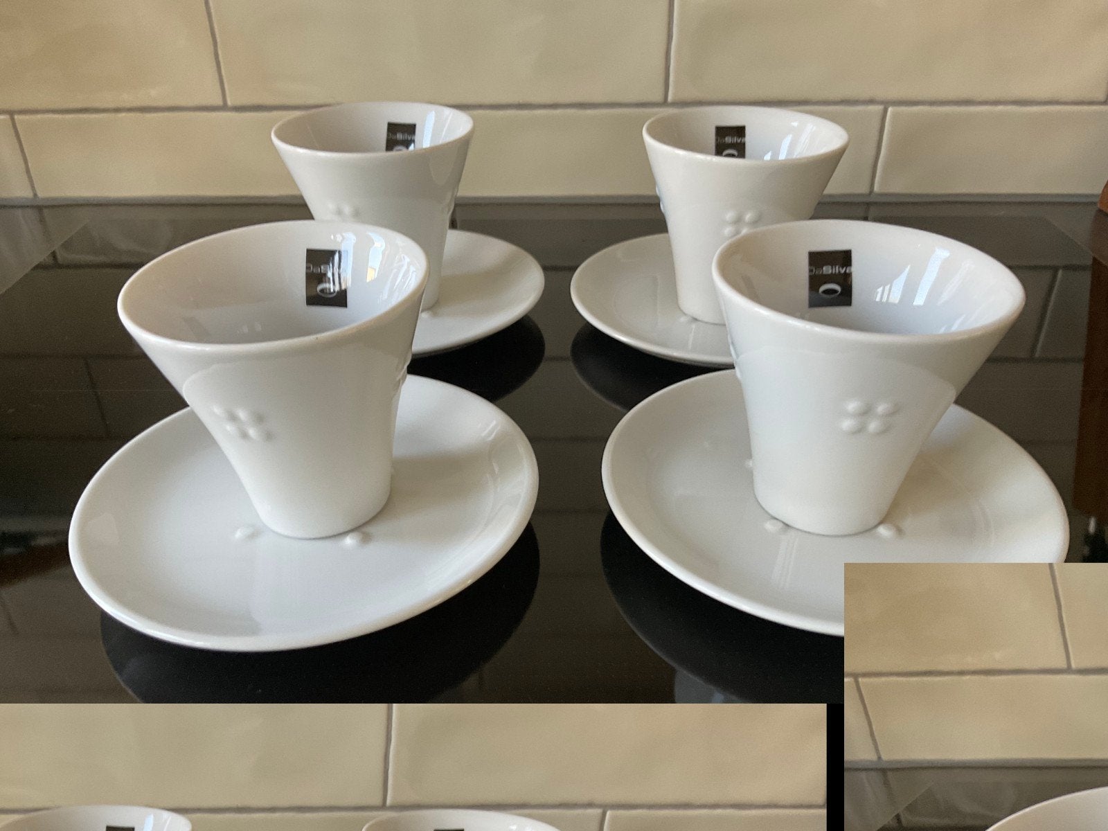 Walküre Da Silva Cosmo kop en schotels wit (4), Ophalen of Verzenden, Zo goed als nieuw, Overige stijlen, Kop(pen) en/of Schotel(s)