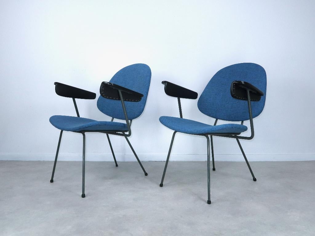 set armstoelen Gispen Kembo petrol blauw 50s 60s, Huis en Inrichting, Ophalen, Gebruikt, -, Vintage
