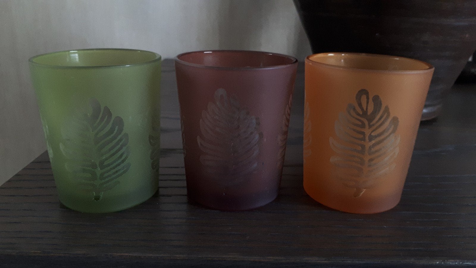 Nieuwe waxinelichthouders herfstkleuren, Huis en Inrichting, Woonaccessoires | Kandelaars en Kaarsen, Ophalen, Nieuw, Glas, Waxinelichthouder