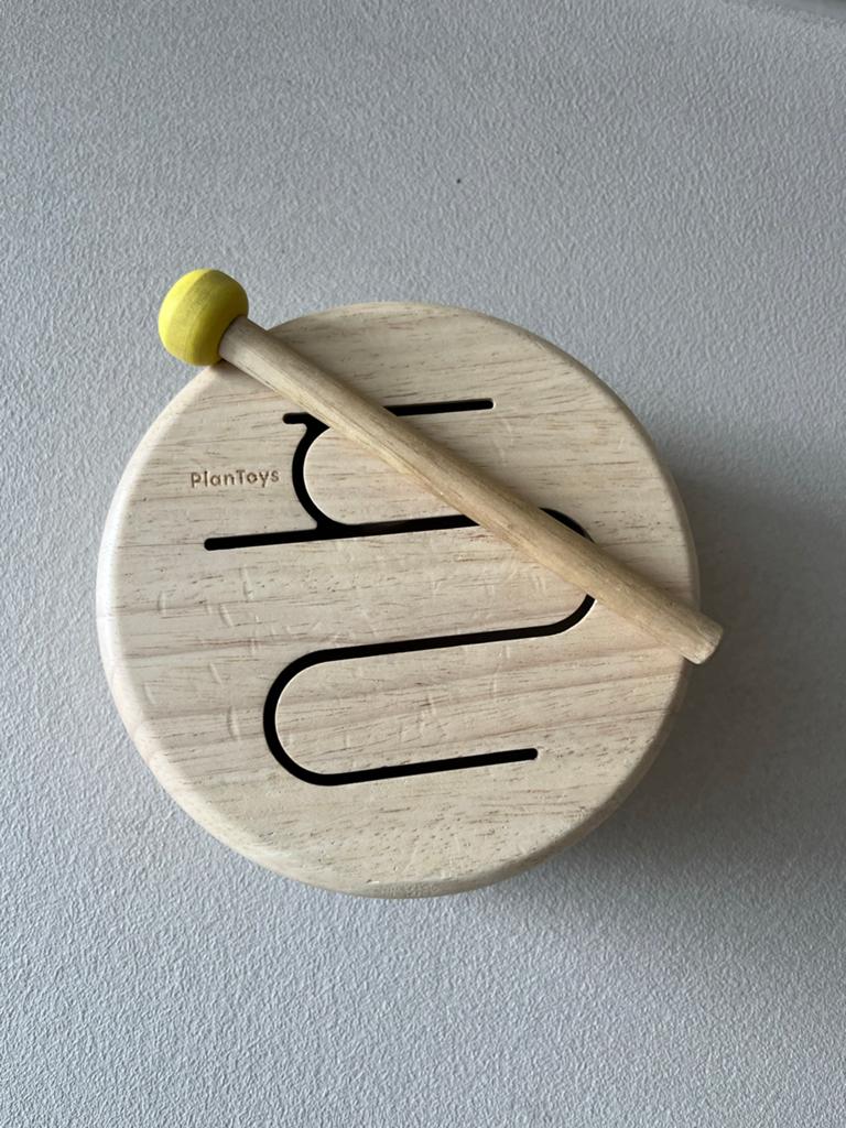 Plantoys houten tongtrommel met stokje, Ophalen, Gebruikt, Melodische percussie