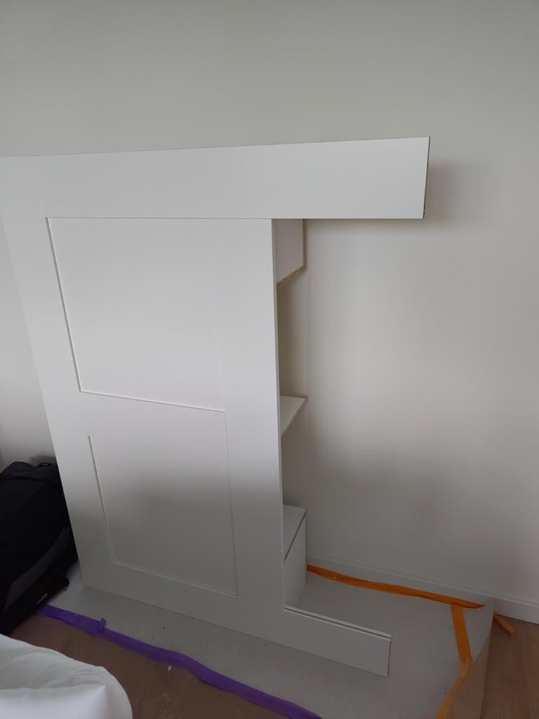 Brimnes Wit hoofdeinde bed met opbergruimte, Ophalen, Gebruikt, Eenpersoons, Wit