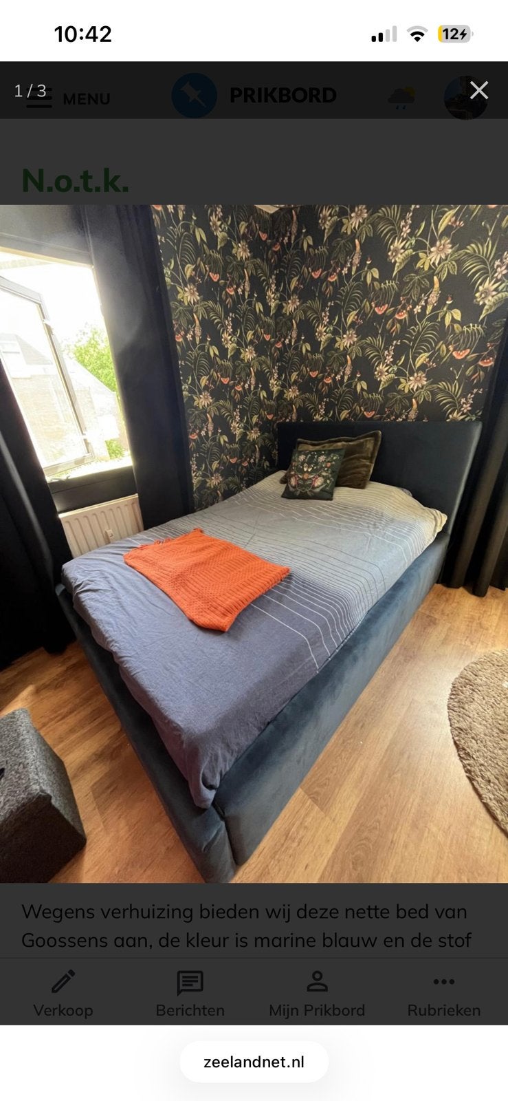 Logeer bed, Ophalen, Gebruikt, Blauw, Tweepersoons