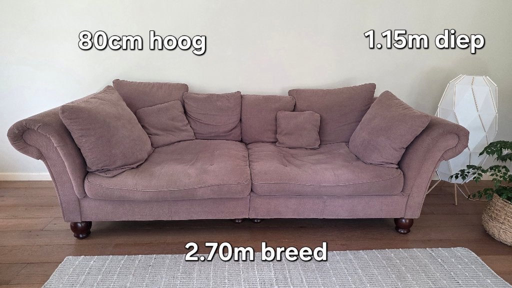 Grote comfortabele 4-zits bank, Ophalen, 250 tot 300 cm, Gebruikt, 100 tot 125 cm