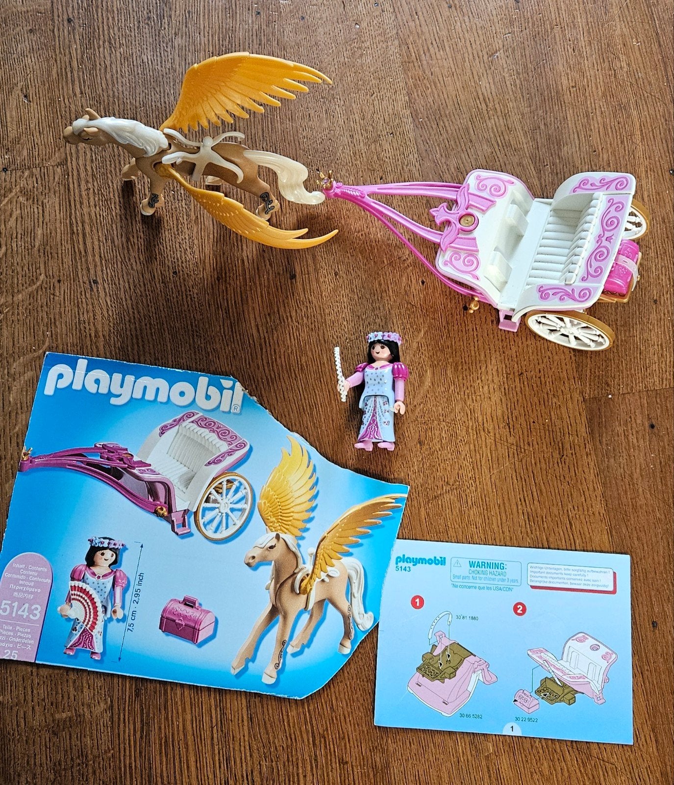 Playmobil 5143 Pegasus met prinses en koets - Compleet, Complete set, Fantasy, Overige typen, Ophalen of Verzenden