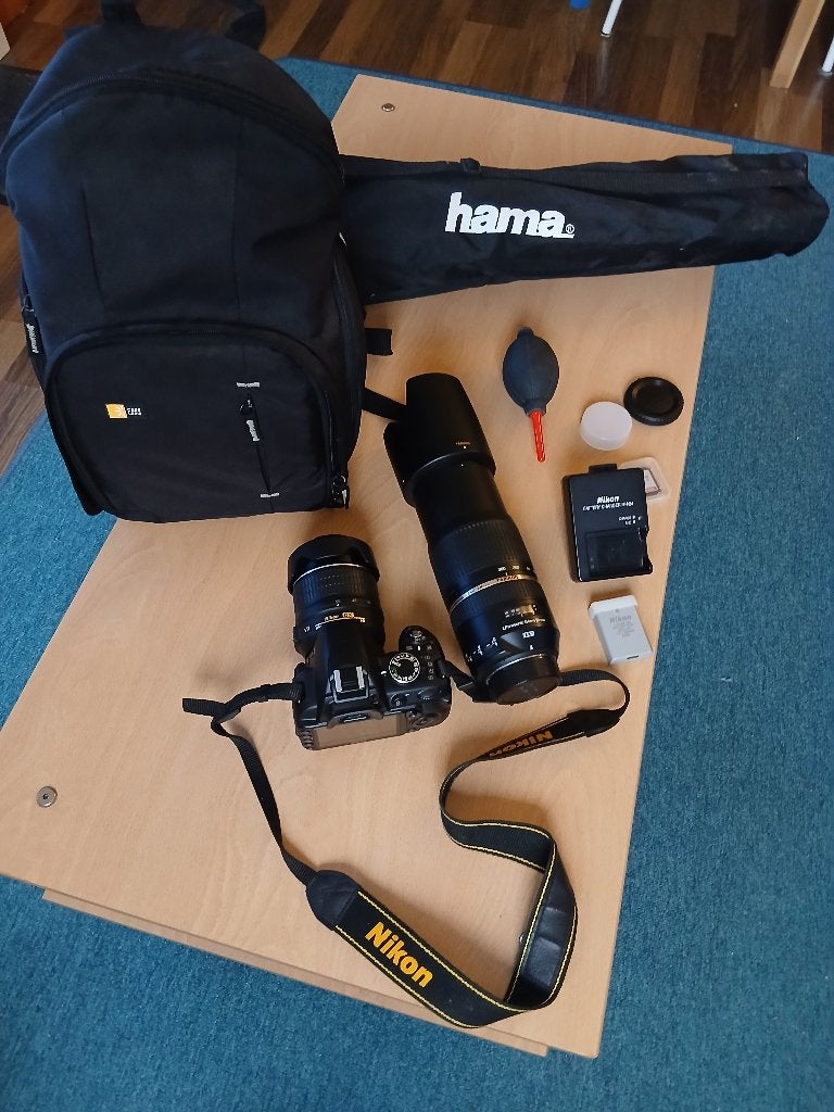 Nikon D3100 met 2 lenzen en andere toebehoren (Zie tekst), Audio, Tv en Foto, Fotocamera's Digitaal, Ophalen, 14 Megapixel, Gebruikt