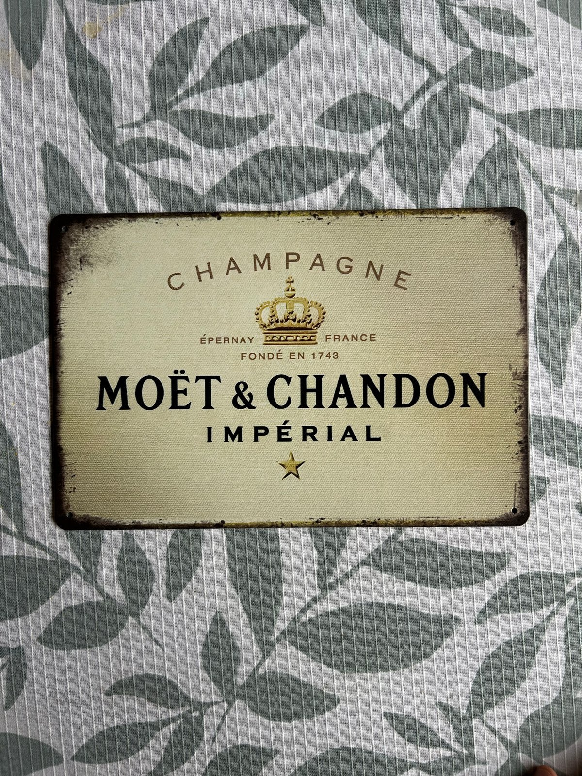 Moët & Chandon Champagne Reclamebord 20x30 cm, Metaal, Ophalen of Verzenden, Zo goed als nieuw, Reclamebord