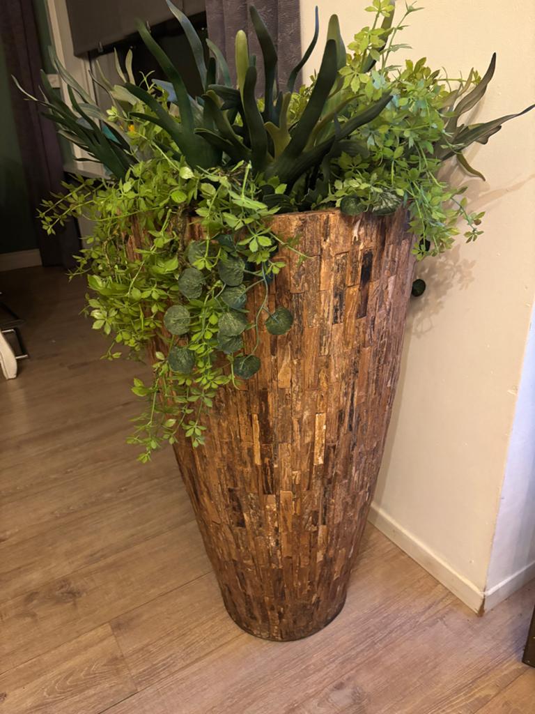 Hoge Cemani Houten Bloempot - 90 cm Hoog, Ophalen, Overige materialen, Gebruikt, Overige kleuren