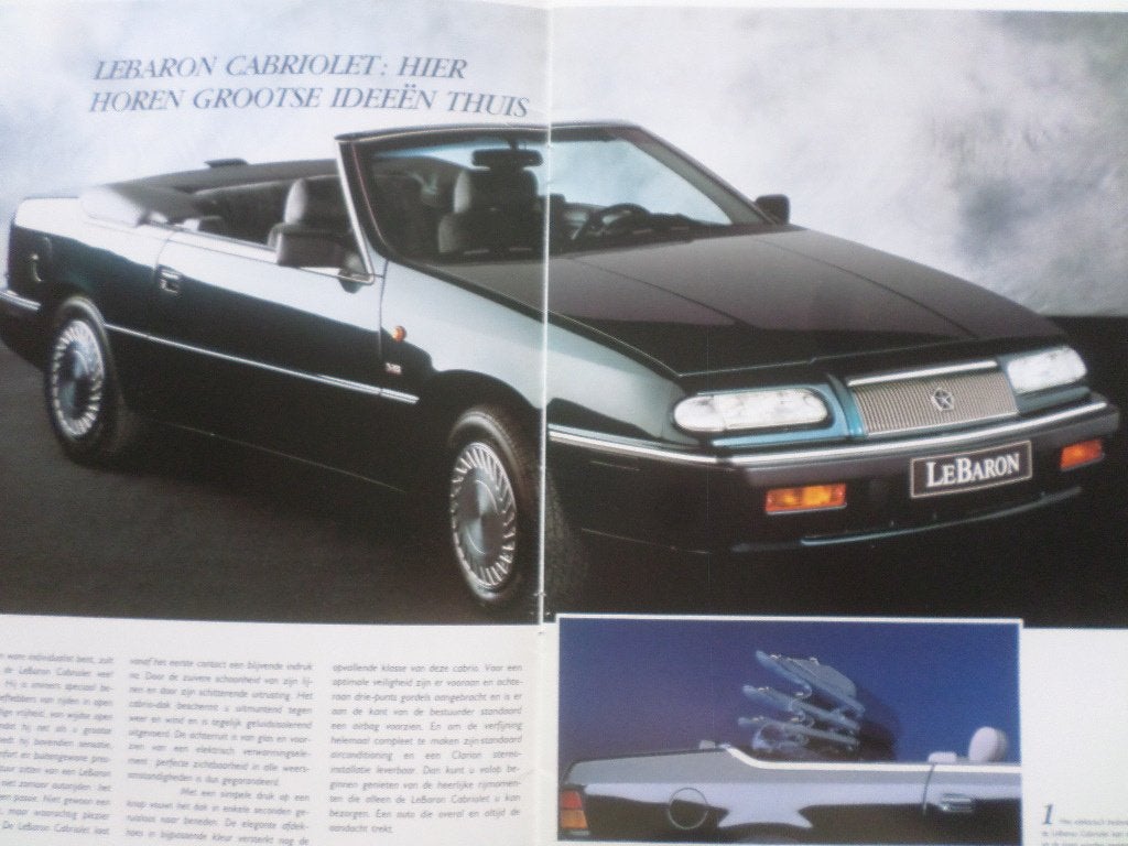 Chrysler LeBaron Coupe & Cabrio 1993 Brochure, Boeken, Auto's | Folders en Tijdschriften, Zo goed als nieuw, Overige merken, Ophalen of Verzenden