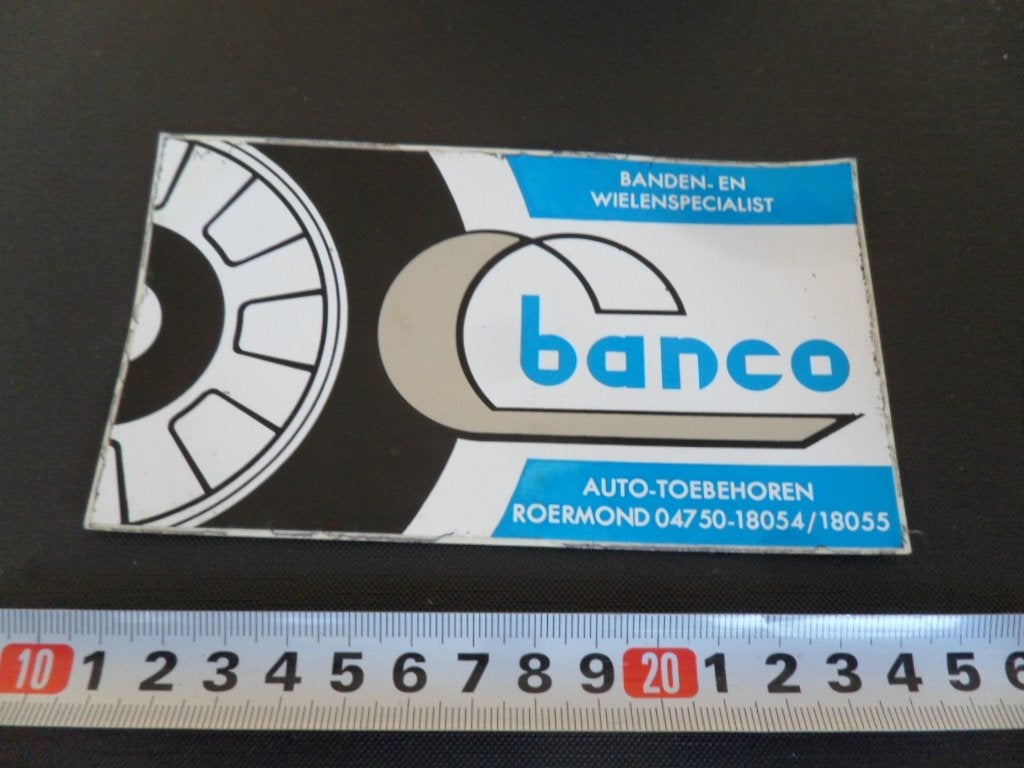 sticker Roermond BANCO banden- en wielenspecialist, Ophalen of Verzenden, Zo goed als nieuw