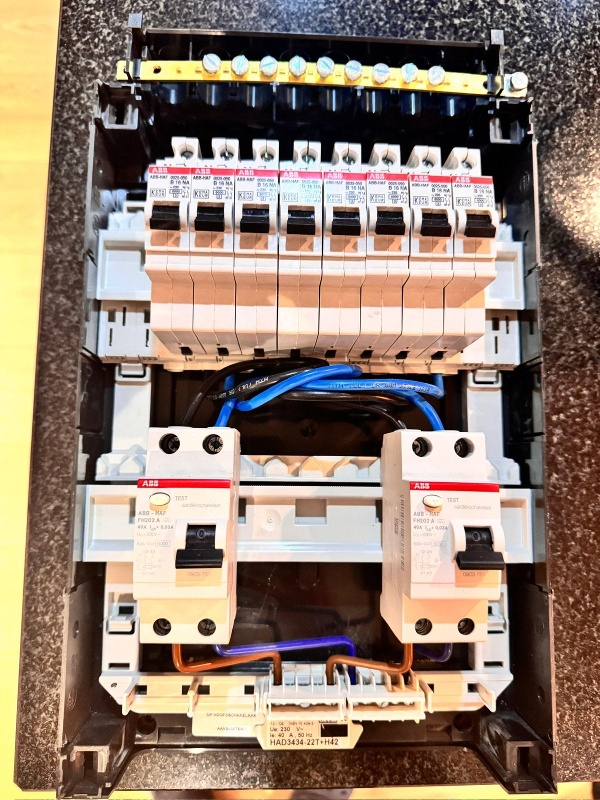 ABB Hafonorm Groepenkast 8 Groepen + 2 Aardlekschakelaars, Ophalen of Verzenden, Gebruikt, ABB, Groepenkast