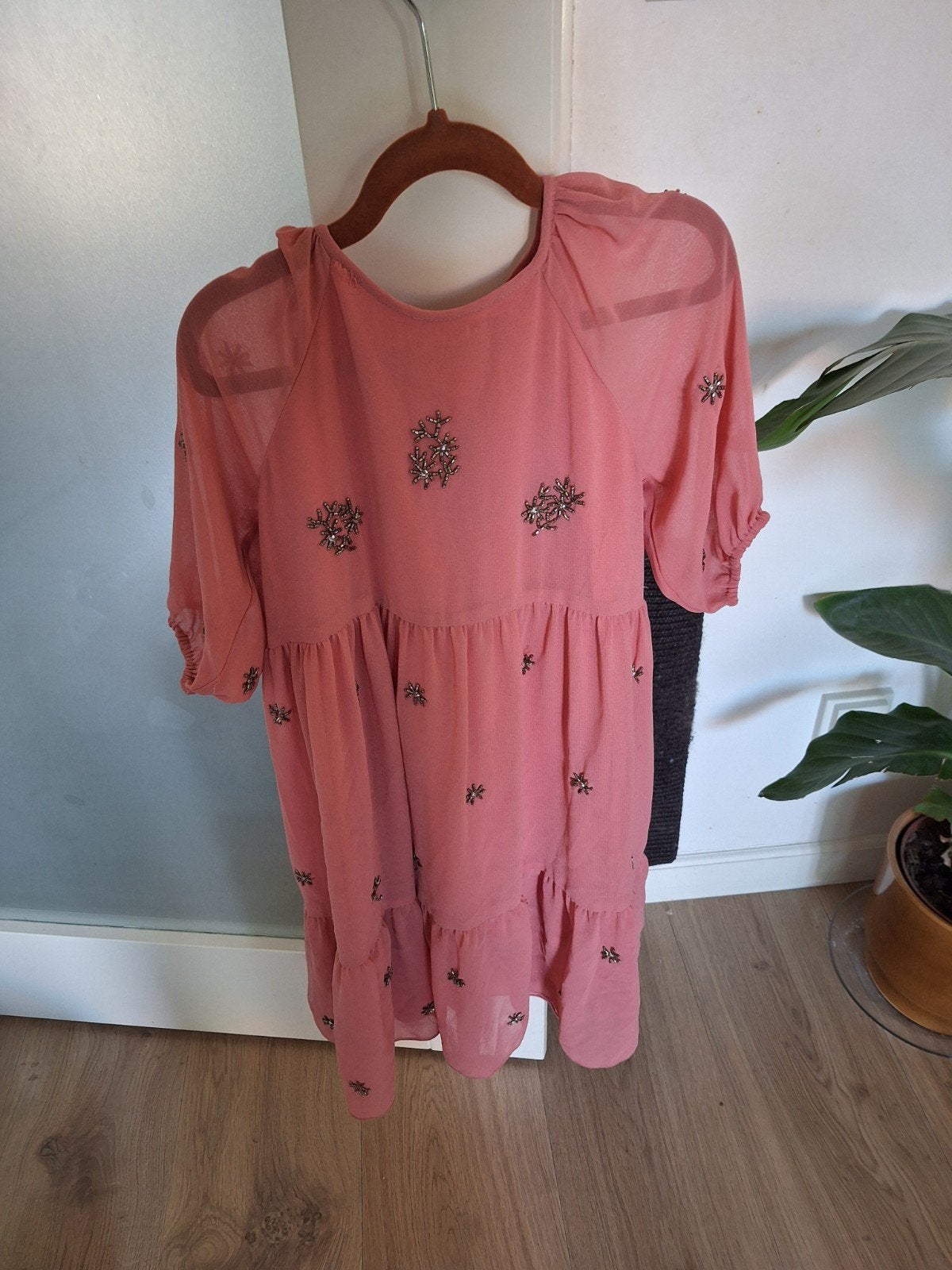 jurk feestjurk zara 122 roze kraaltjes, Ophalen of Verzenden, Gebruikt, Meisje, Jurk of Rok