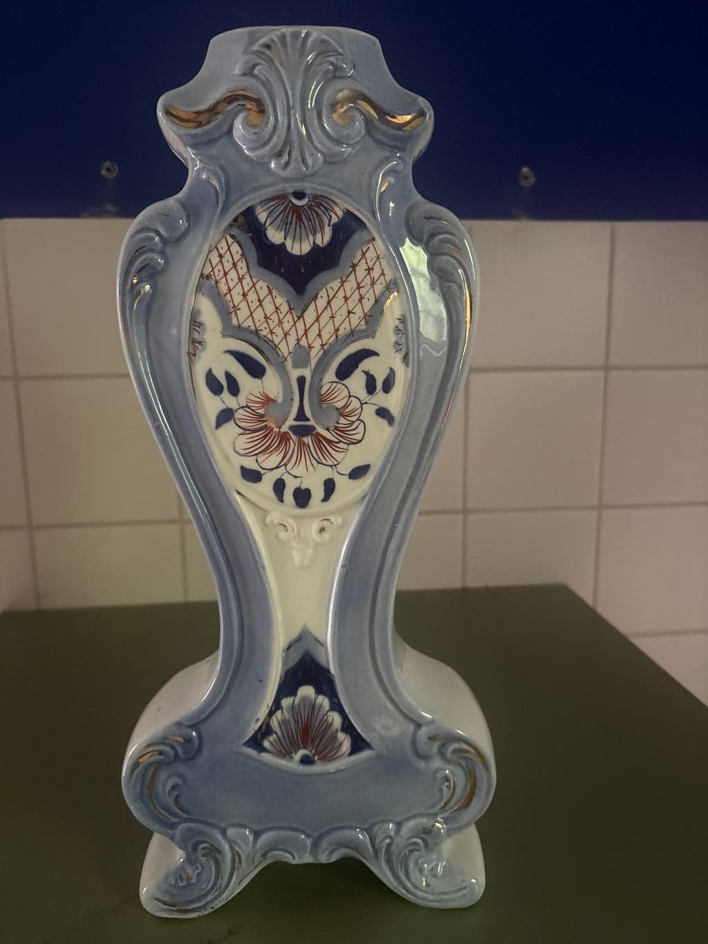 Antieke AMC Delfts Blauw Keramische Klokkast, Ophalen