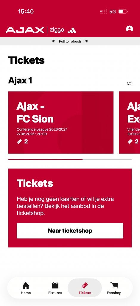 2x  naast elkaar Ajax - FC Sion (vak 419, lange zijde Oost), Twee personen
