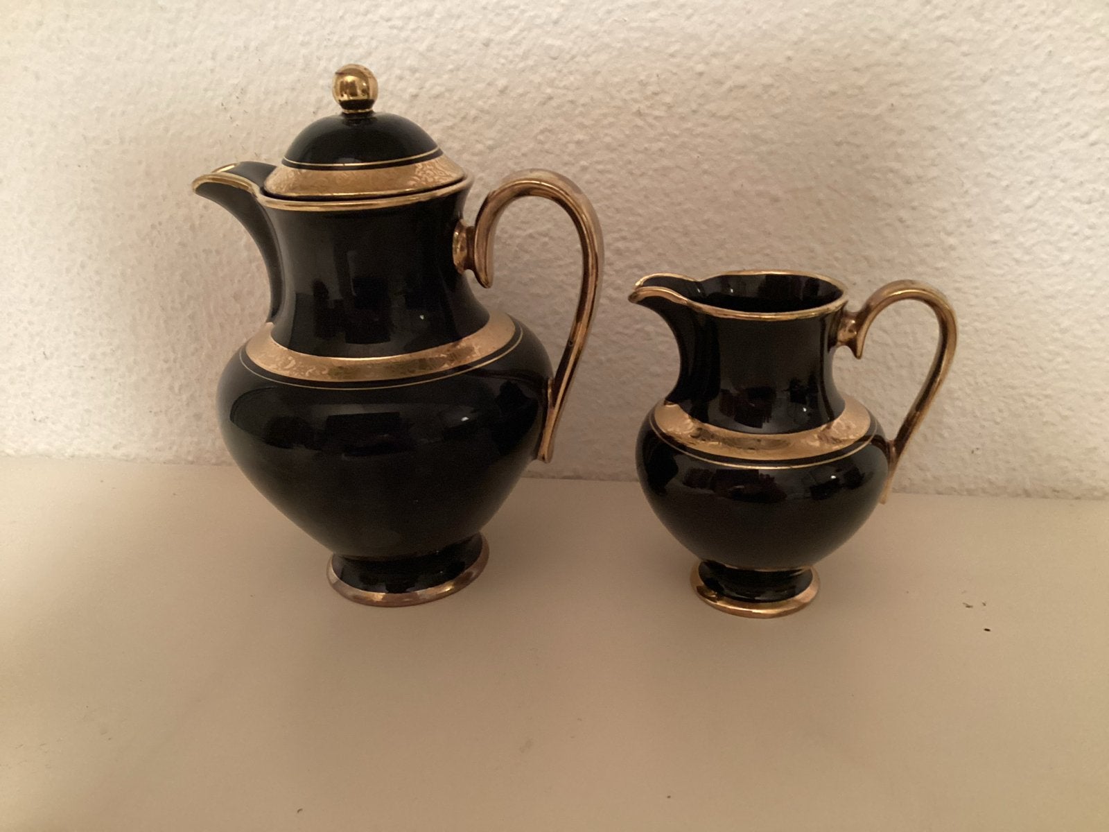 ASKA Kunst Kronach Echt Kobalt Koffie- en Melkkan, Ophalen of Verzenden