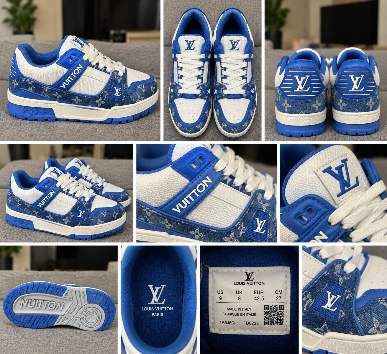 Louis Vuitton LV Trainer Sneakers Blauw/Wit Maat 36t/m 45, Blauw, Nieuw, Ophalen of Verzenden, Sneakers of Gympen