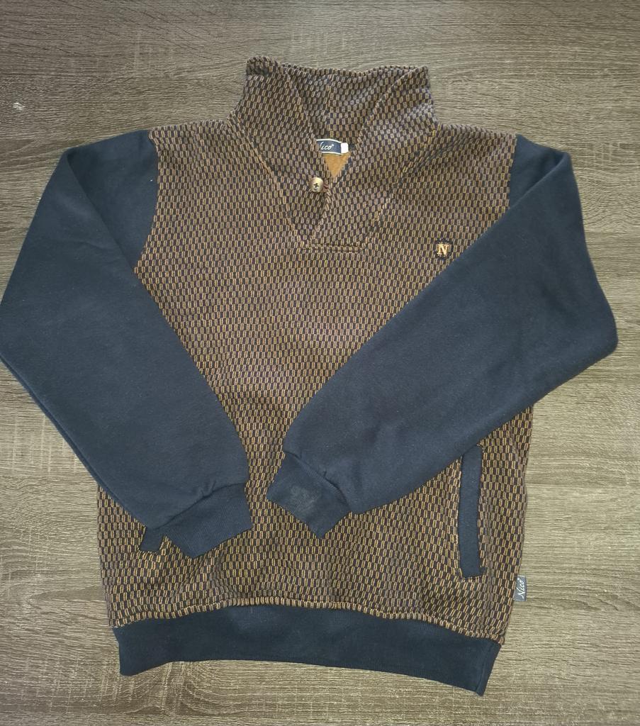 Nico sweater / pullover – blauw/bruin – maat 12/13, Verzenden, Zo goed als nieuw, Blauw