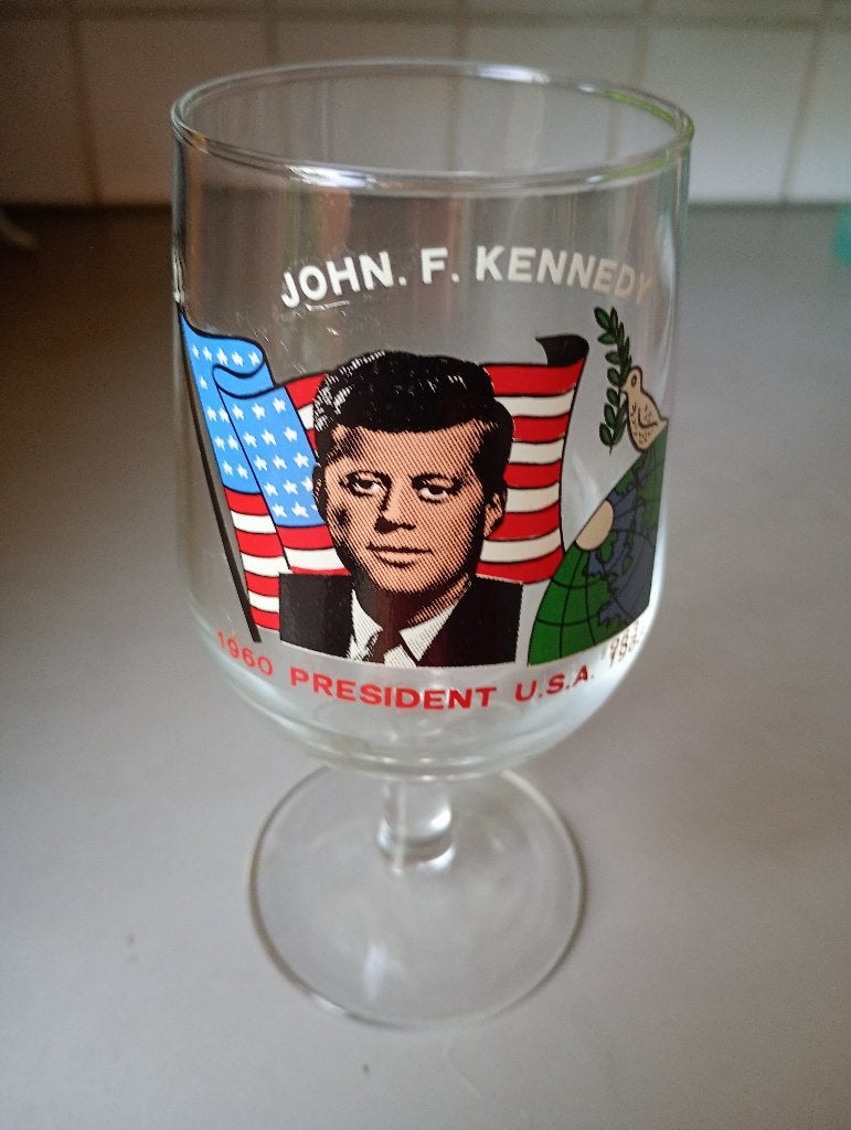 Glas met j.f. Kennedy erop, Ophalen of Verzenden, Zo goed als nieuw, Frisdrankglas
