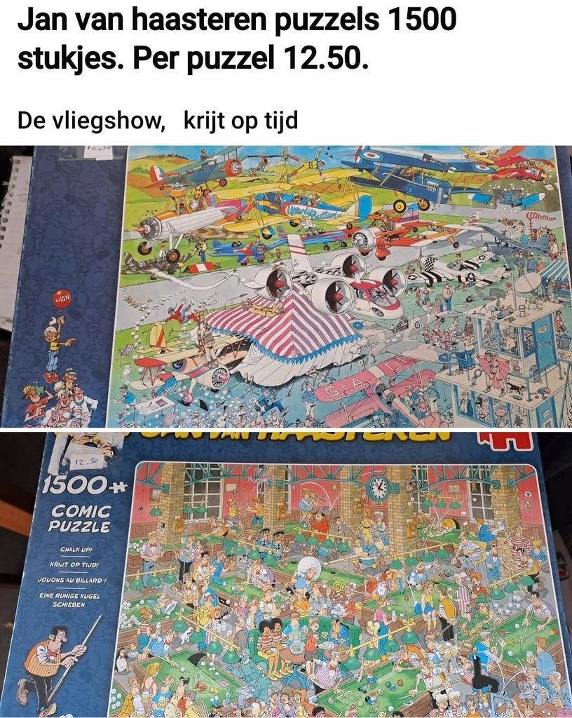 Jan van haasteren puzzel 1500 stukjes, Ophalen of Verzenden, 500 t/m 1500 stukjes, Gebruikt, Legpuzzel