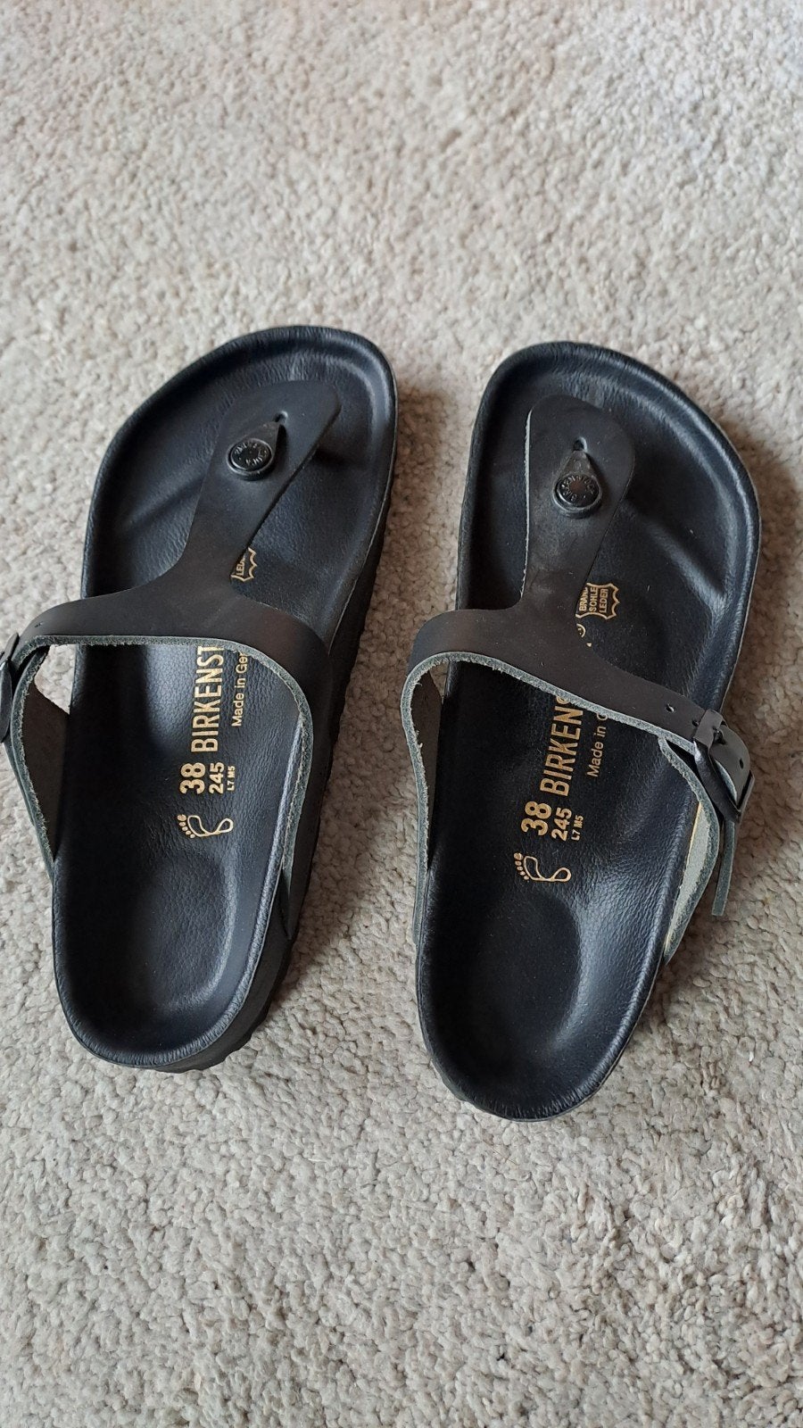 Birkenstock slippers, zwart leer, maat 38 - Nieuw, Zwart, Nieuw, Birkenstock, Ophalen