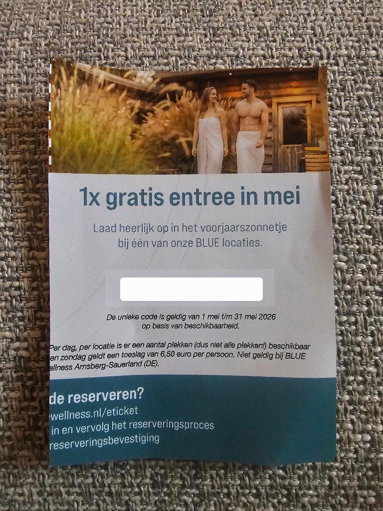 Blue Wellness Sauna Dagentree, Tickets en Kaartjes, Kortingen en Cadeaubonnen, Twee personen, Spa of Sauna, Cadeaubon