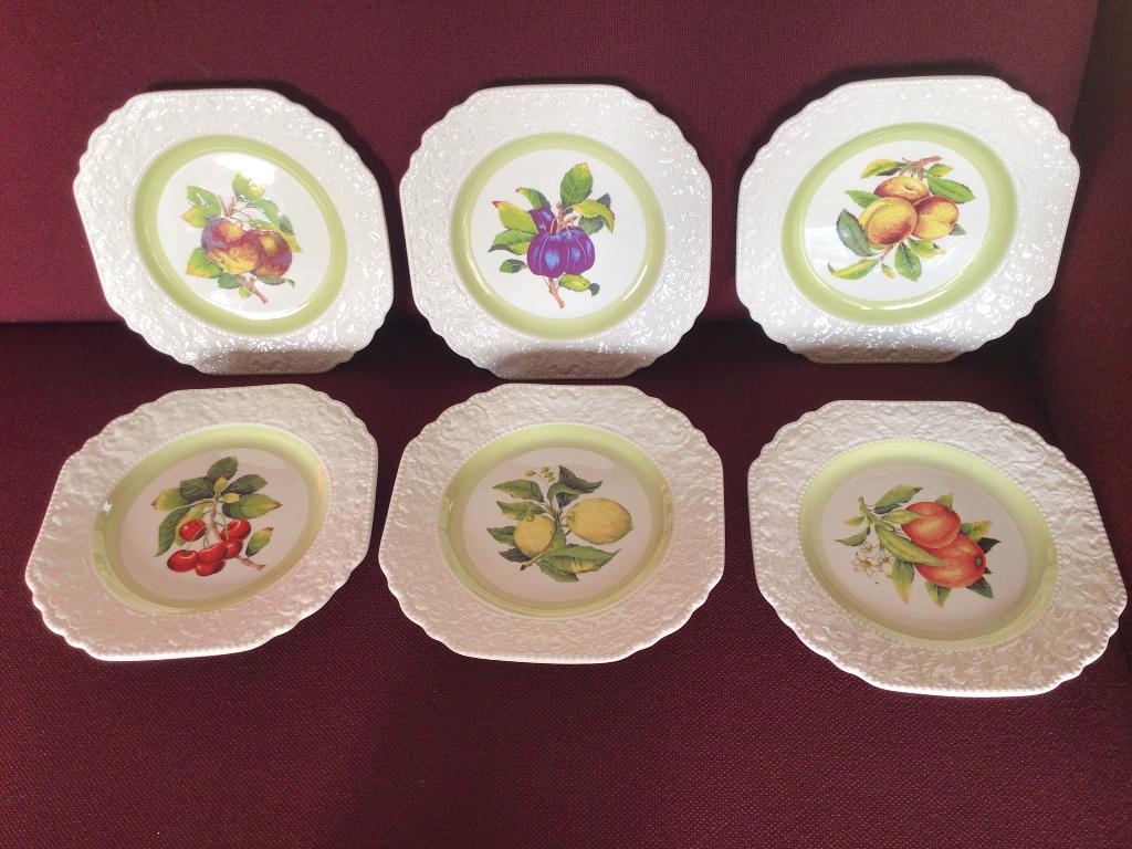 6 vintage lunchbordjes, Lord Nelson Pottery. Zomerfruit, Ophalen of Verzenden