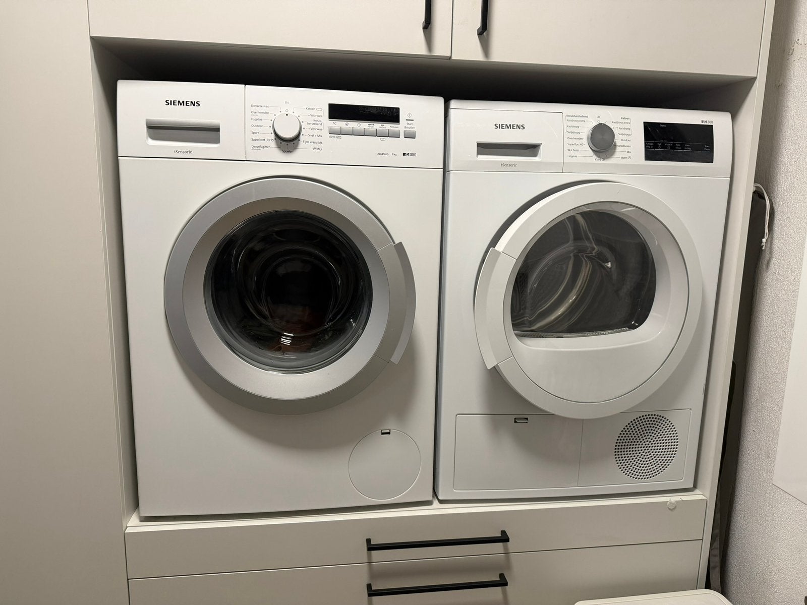 Te koop Siemens wasmachine en Siemens warmtepompdroger, Ophalen, Gebruikt, Energieklasse A of zuiniger, Voorlader