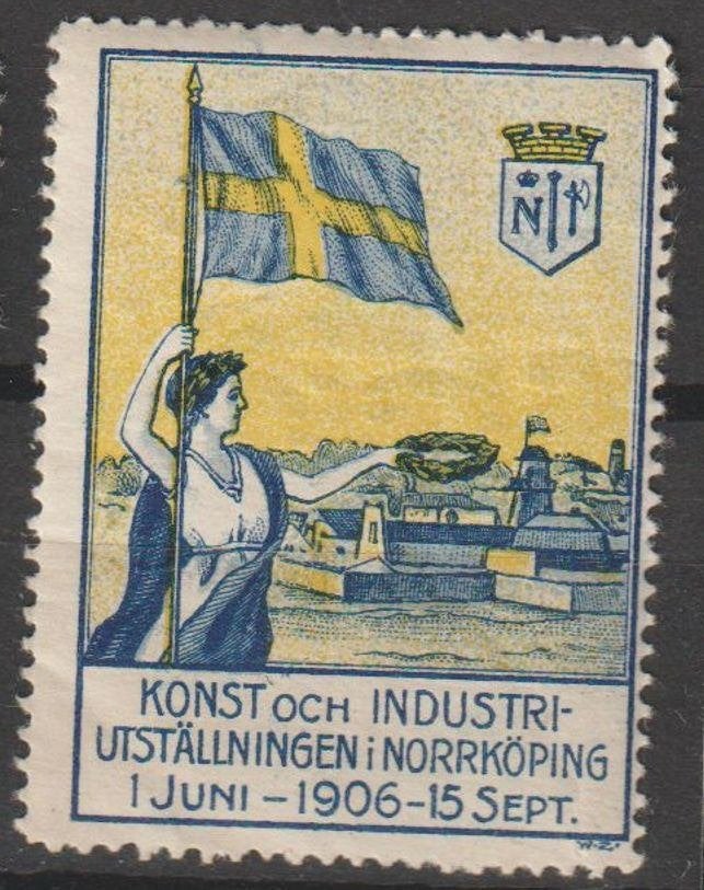 Zweden sluitzegel kunst en industrietentoonstelling 1906, Ophalen of Verzenden, Zweden, Postfris