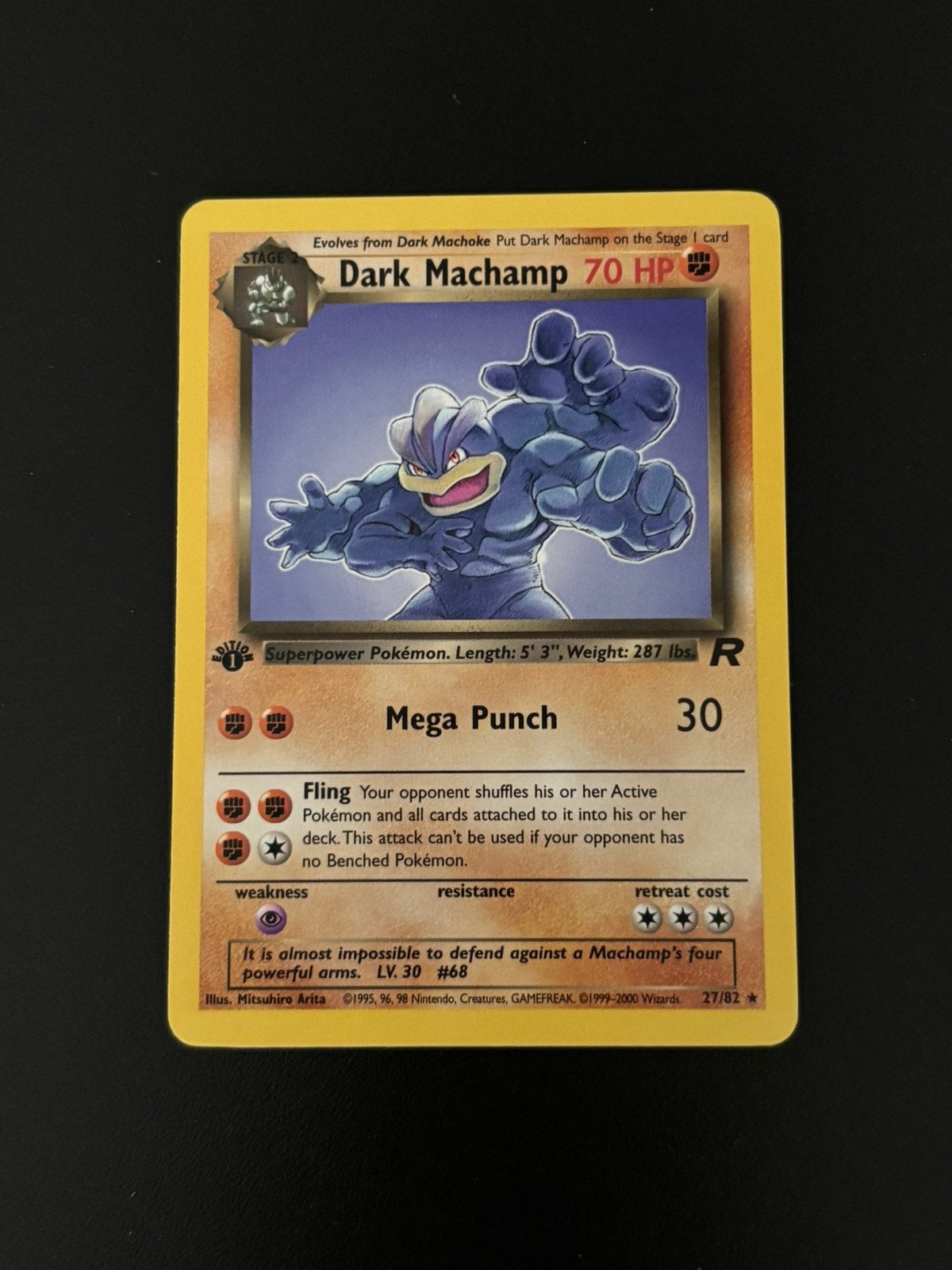 Dark Machamp 27/82 1st edition Team Rocket, Ophalen of Verzenden, Zo goed als nieuw