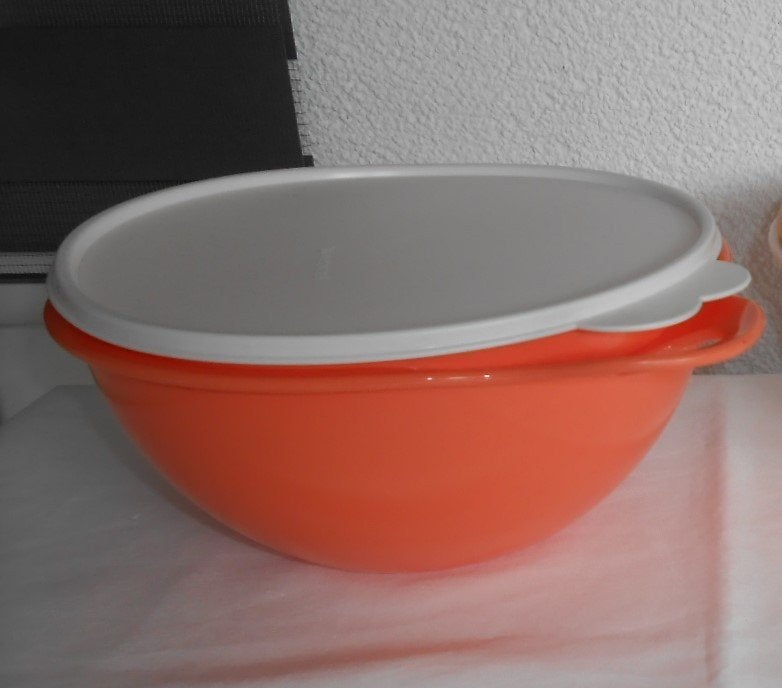 Tupperware Mixkom Mengkom Superkom 2,75L Oranje-Wit NIEUW, Oranje, Ophalen of Verzenden, Met deksel, Bak of Kom