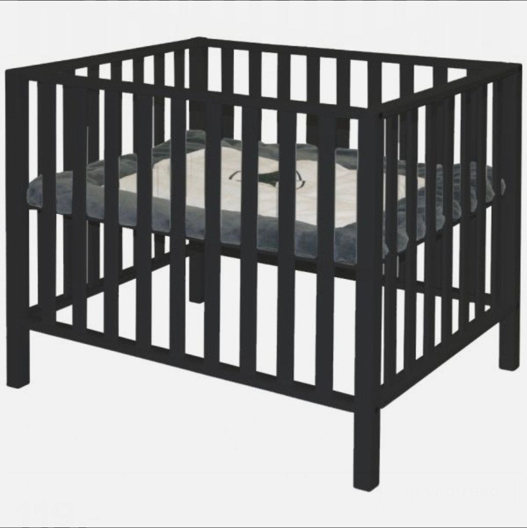Zwarte Twf Fleur Box met matras, Ophalen, Gebruikt, Vierkant, In hoogte verstelbaar