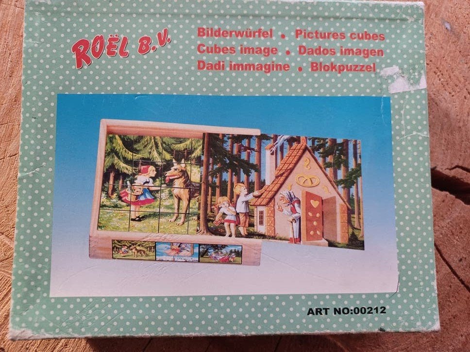 Vintage Roel B.V. Blokpuzzel blok puzzel Sprookjes, Ophalen of Verzenden, 10 tot 50 stukjes, 2 tot 4 jaar, Van hout