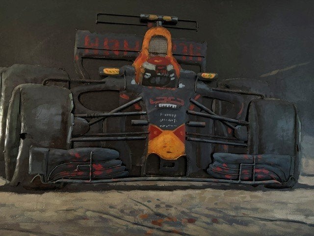 Metalen 3D schilderij - Max Verstappen, Ophalen, Zo goed als nieuw, Schilderij, 75 tot 100 cm