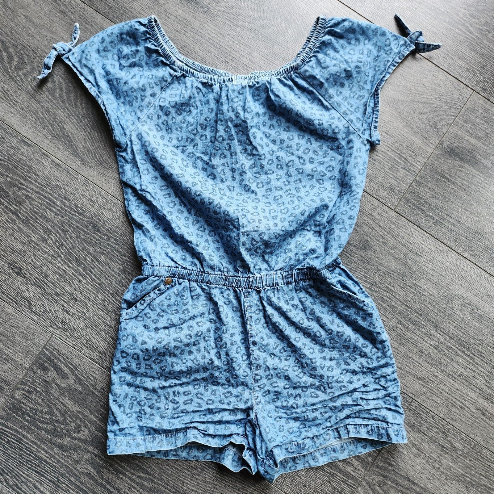 Playsuit meisje blauw met print en strikjes - Maat 128, Meisje, Ophalen of Verzenden, Lubelo, Overige typen