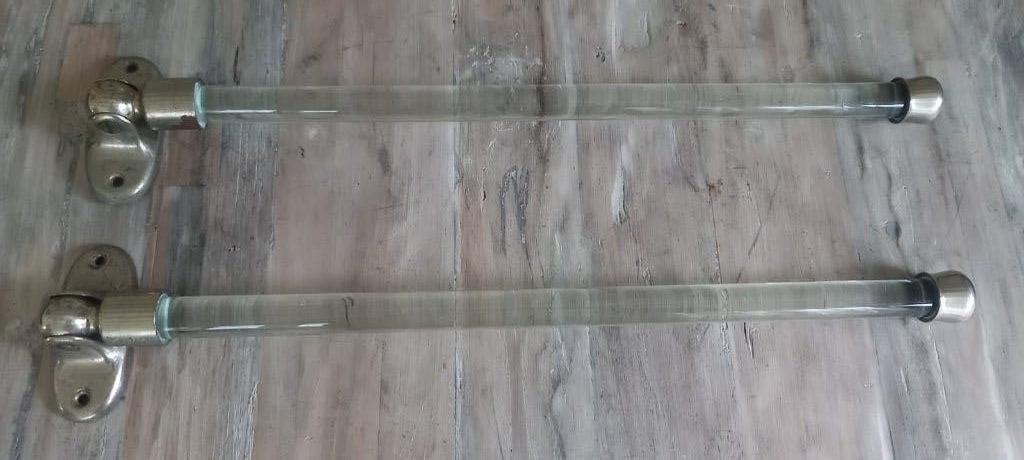 2x antieke vintage glazen handdoekhouders handdoekrek stang, Ophalen of Verzenden
