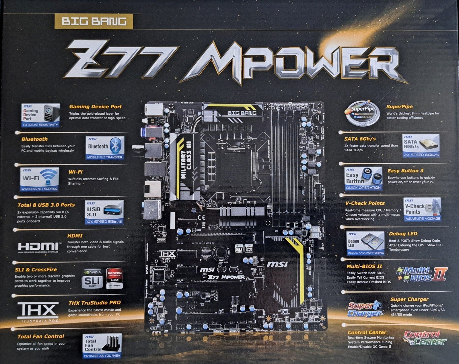 MSI Z77 MPOWER Moederbord - Gaming en Overklokken, Computers en Software, Moederborden, DDR3, Ophalen of Verzenden, Zo goed als nieuw
