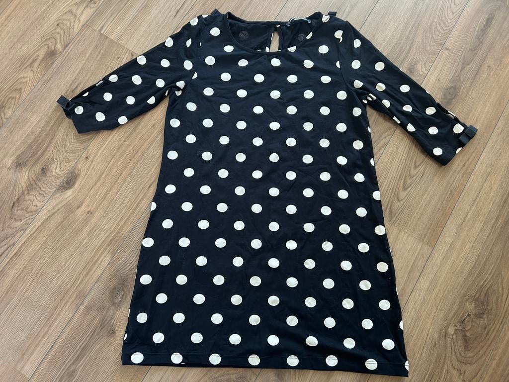 Juffrouw Jansen jurk maat L polkadot, Zwart, Maat 42/44 (L), Ophalen of Verzenden, Zo goed als nieuw