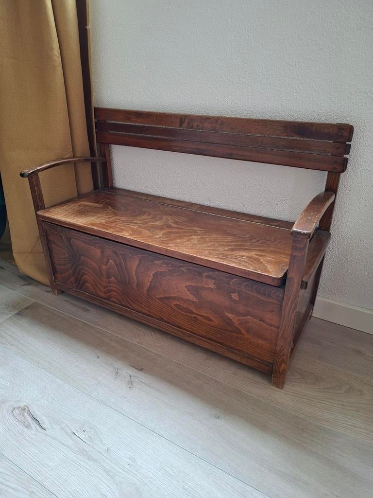 Houten bankje met opbergruimte voor kinderkamer, Ophalen, Gebruikt, Bruin, Hout