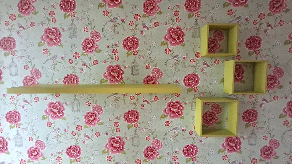 Wandplank met 3 kubus wandplanken/lime groen, Ophalen, Zo goed als nieuw