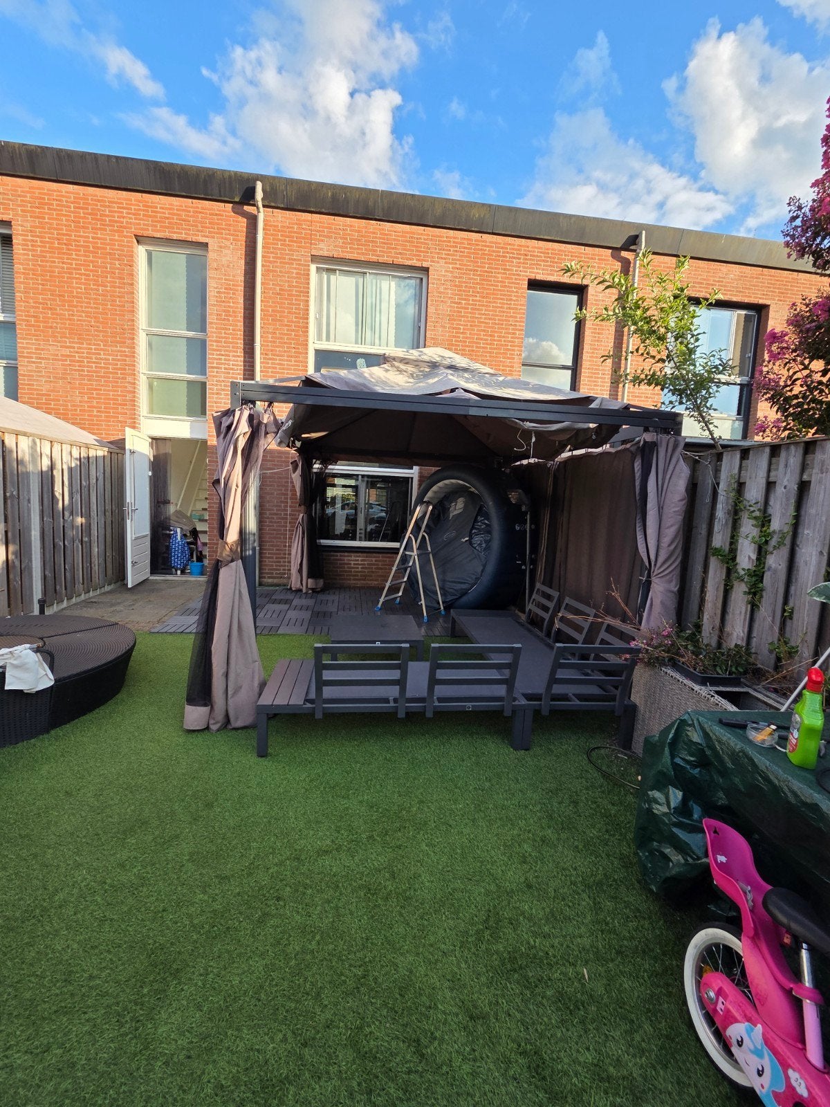 Sfeervol Tuinpaviljoen / Party-overkapping 3x4m taupe, Ophalen, Gebruikt, Minder dan 5 meter, Paviljoen