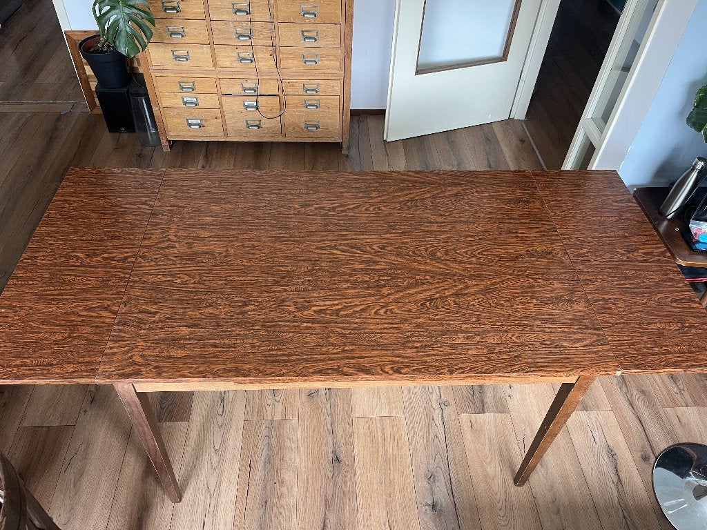 Eettafel - Deens design - Uitschuifbaar - Vintage, Huis en Inrichting, Tafels | Eettafels, Ophalen, Gebruikt, 100 tot 150 cm, 50 tot 100 cm