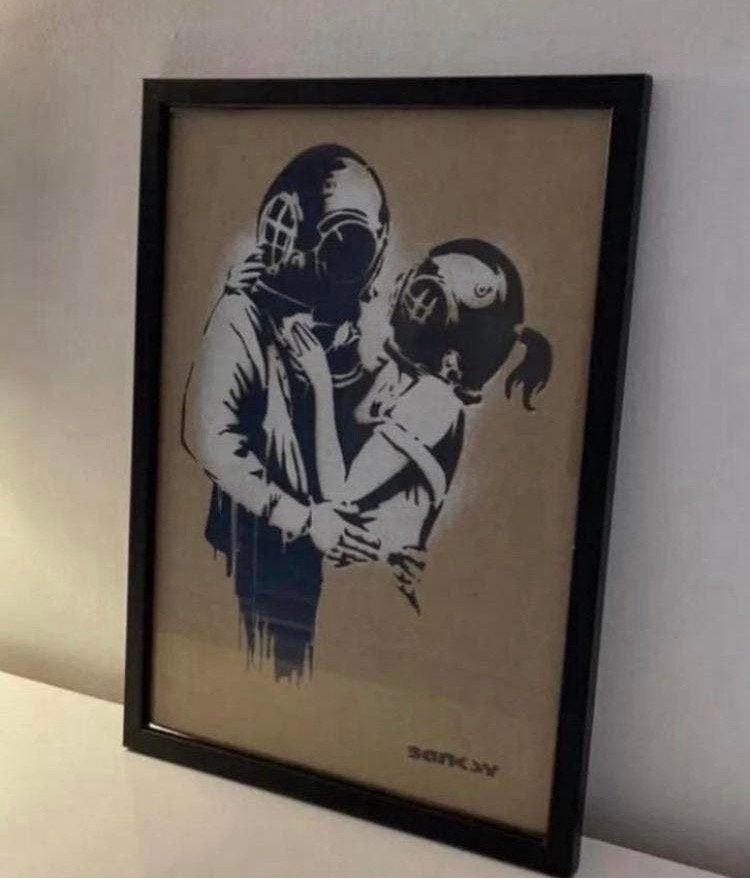 BANKSY : werk beperkt tot 50 exemplaren. ingelijst verkocht, Antiek en Kunst, Ophalen of Verzenden