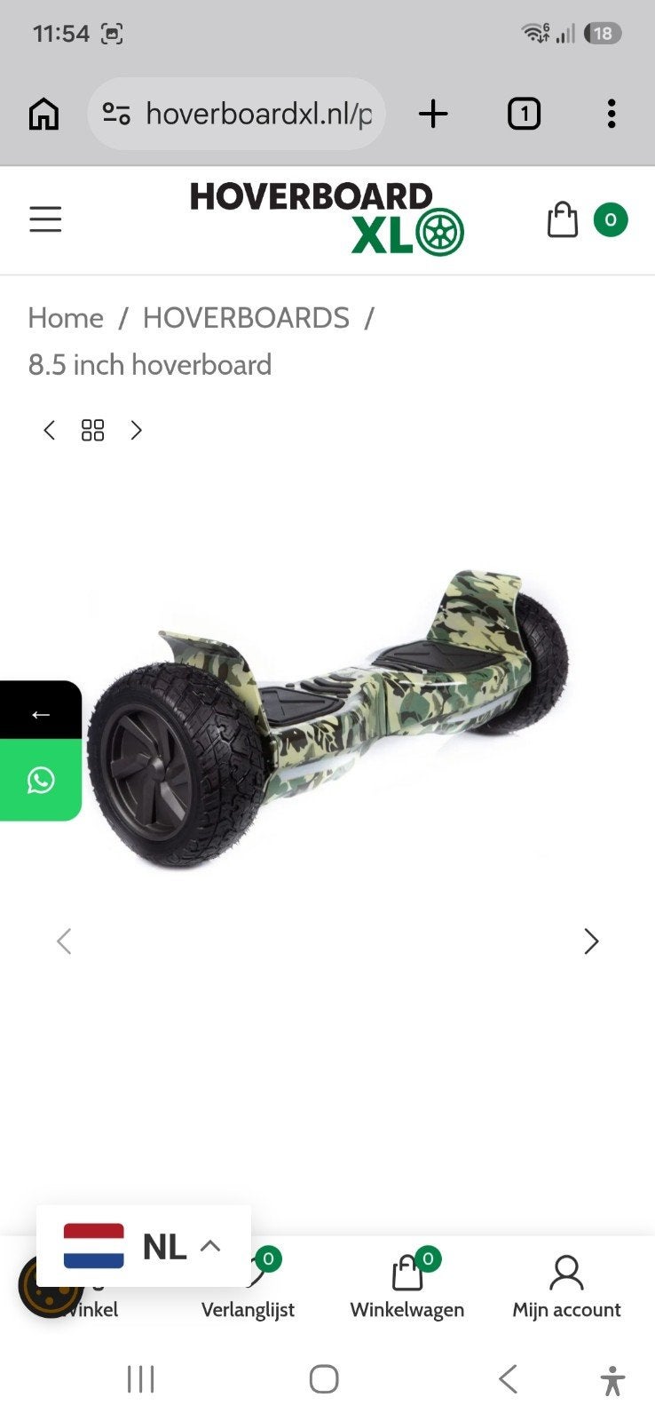 Hoverbord - Camoflage - 8,5 Inch - OffRoad, Ophalen of Verzenden, Zo goed als nieuw, Overige typen