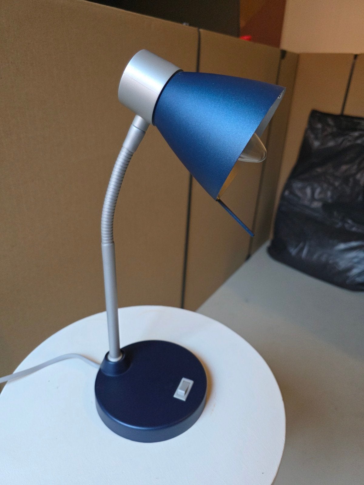 Bureaulamp/tafellamp - blauw/grijs (Excl. bolletje), Blauw, Bureaulamp, Gebruikt, E14 (klein)