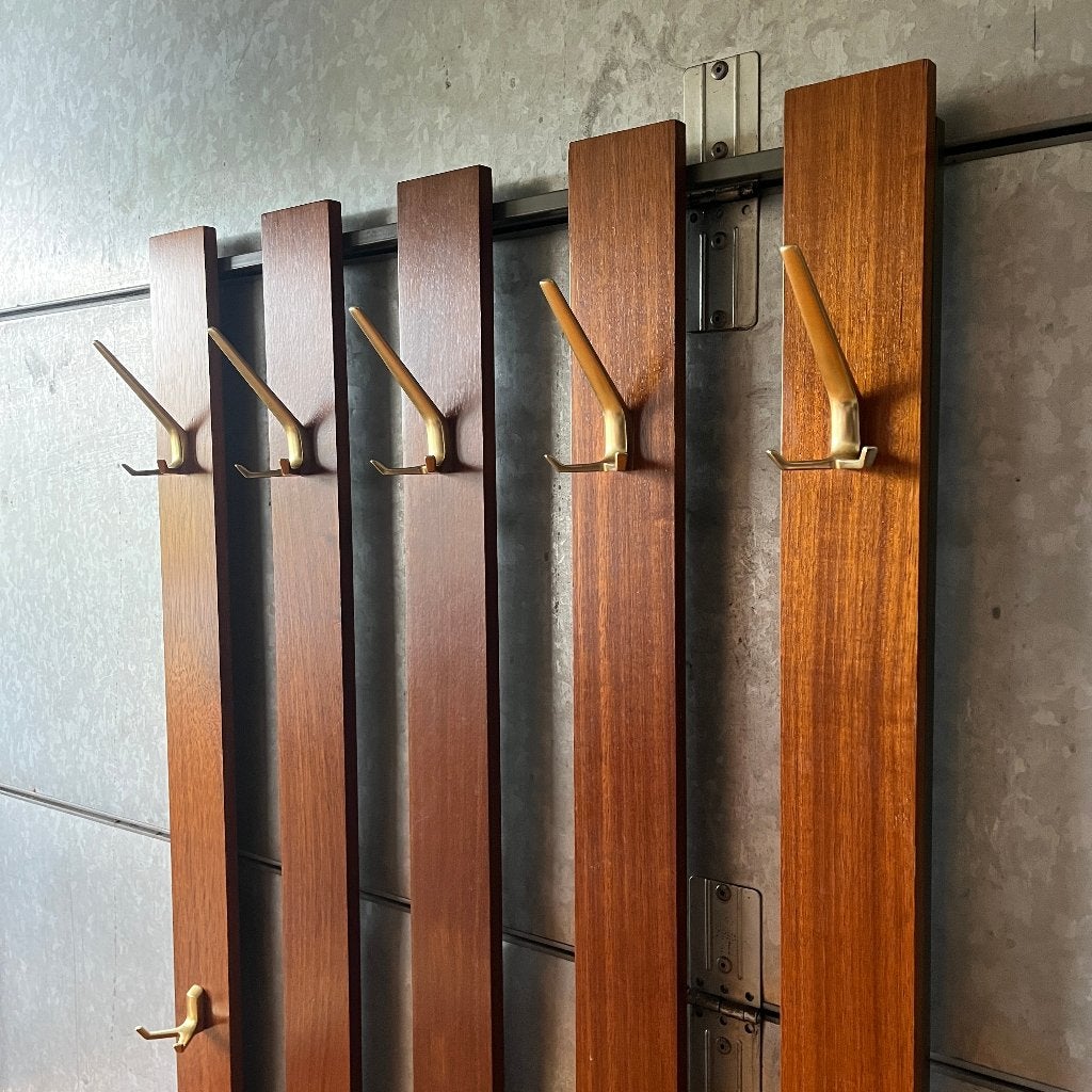 Wandkapstok teak en aluminium jaren 50 60 Pastoe, Gebruikt, Teak, Aluminium, Pastoe