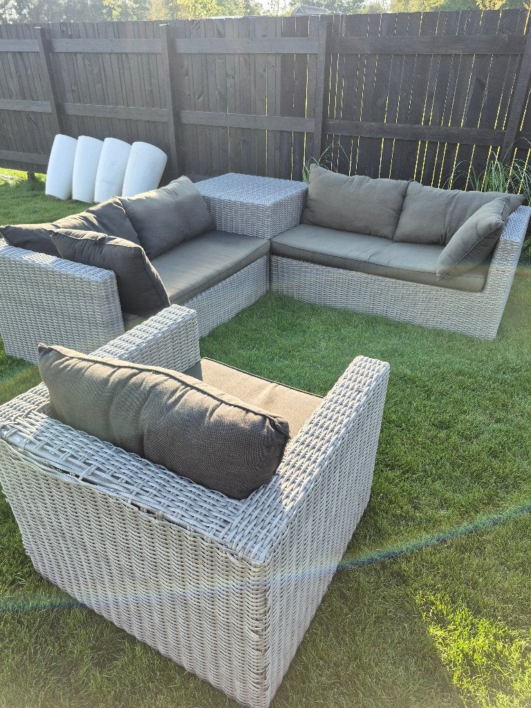 Loungeset grijs, Ophalen, 5 zitplaatsen, Kunststof, Gebruikt