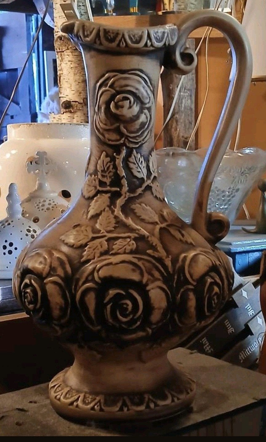 Vintage Aardewerk Kruik met Roos Design, Antiek en Kunst, Antiek | Keramiek en Aardewerk, Ophalen of Verzenden