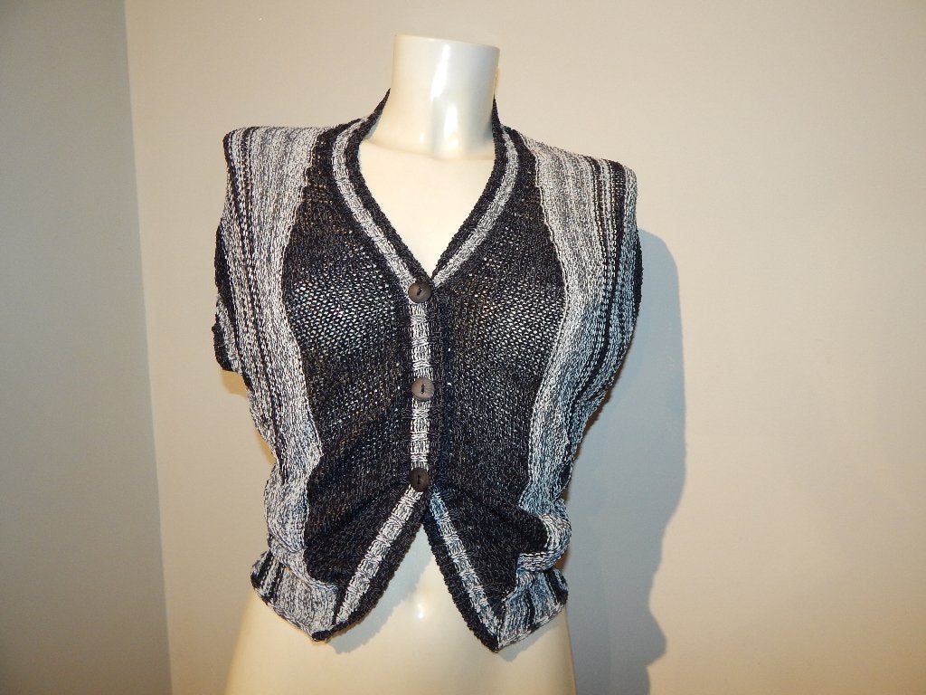 Sarah Pacini gebreid vestje zwart grijs van kleur one size